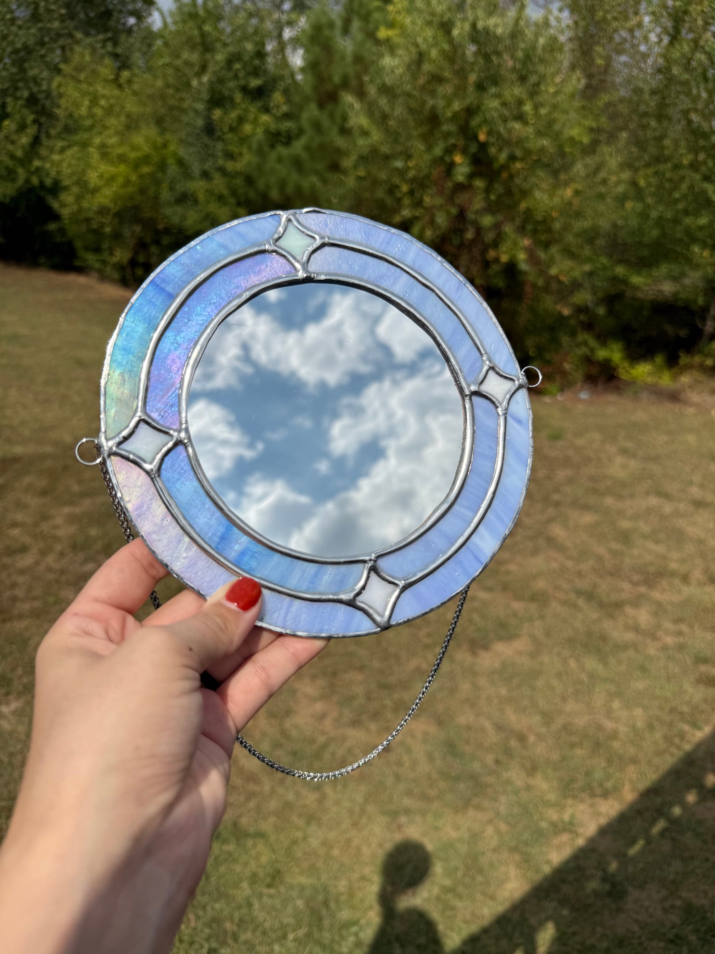 Starbursts Stained Glass Mirror | Girly Pop Mirror | Retro Girl Mirror