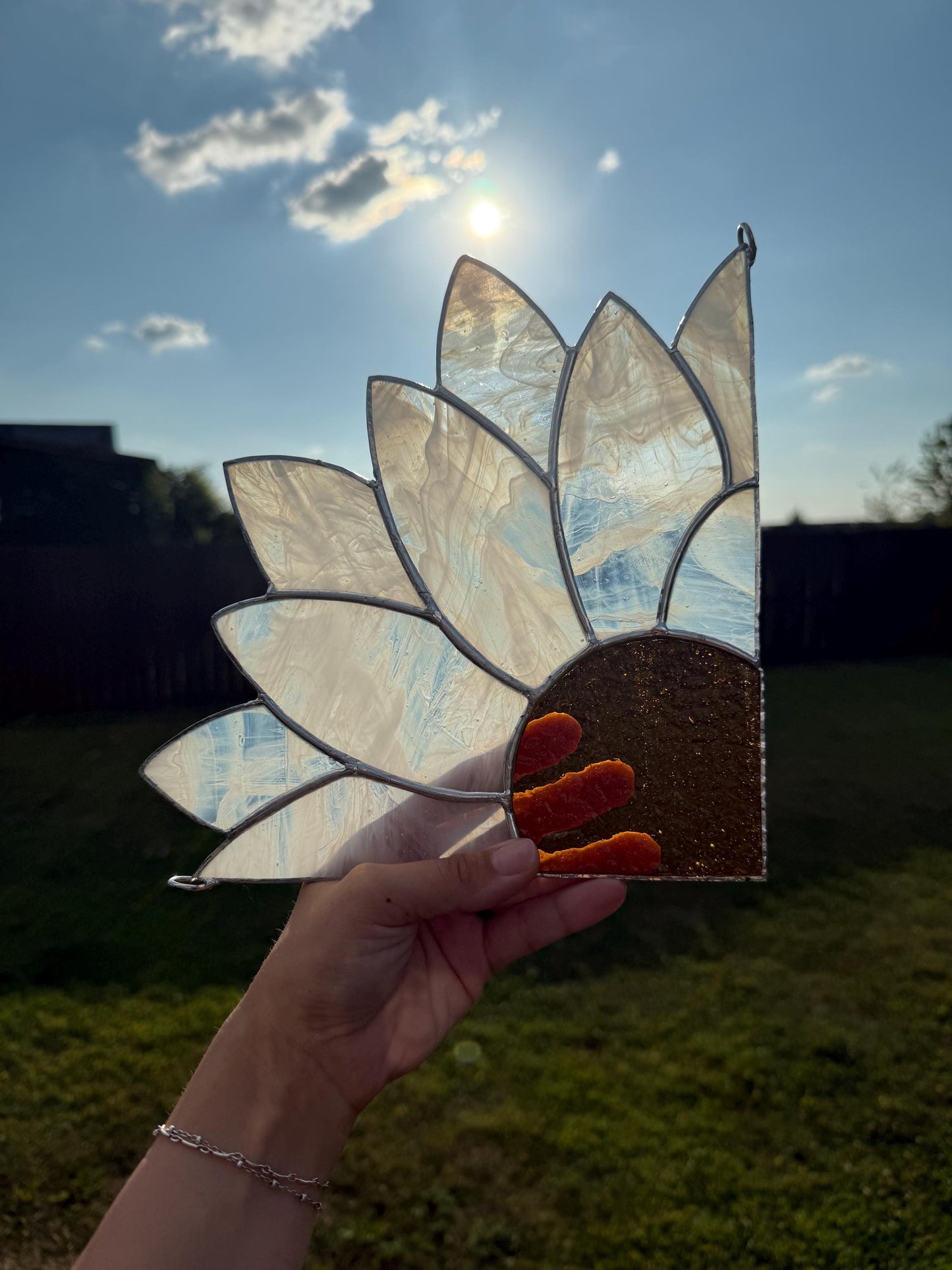 Daisy Door/Window Corner Stained Glass Suncatcher
