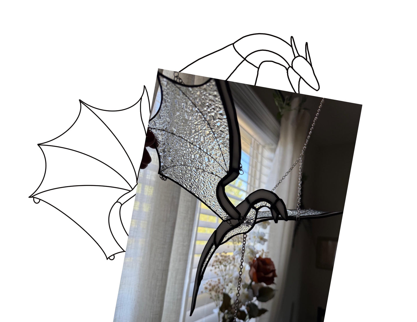 Flying Dragon Mobile Stained Glass Pattern