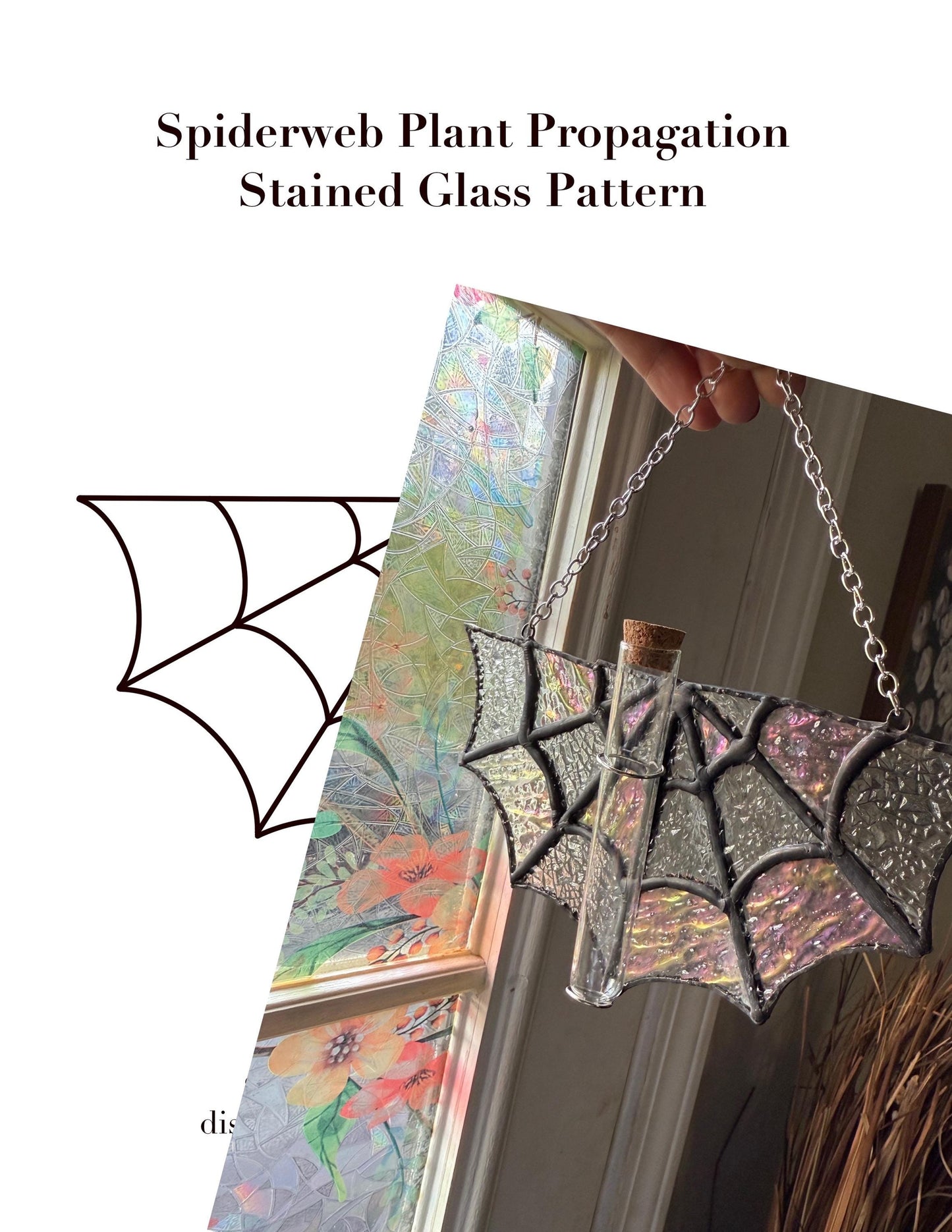 Spiderweb Plant Propagation Station Stained Glass Pattern