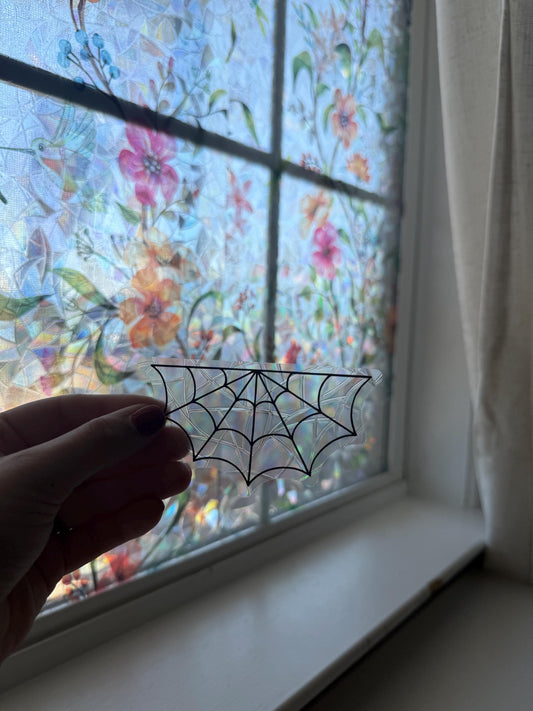 Spiderweb Suncatcher | Web Window Sticker | Suncatcher Window Cling | Rainbow Window Decal