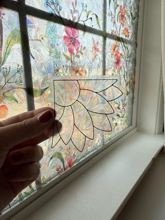 Daisy Corner Suncatcher | Daisy Window Sticker | Suncatcher Window Cling | Rainbow Window Decal