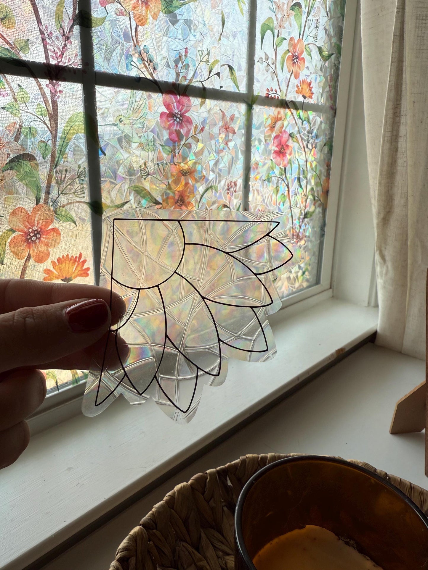 Daisy Corner Suncatcher | Daisy Window Sticker | Suncatcher Window Cling | Rainbow Window Decal