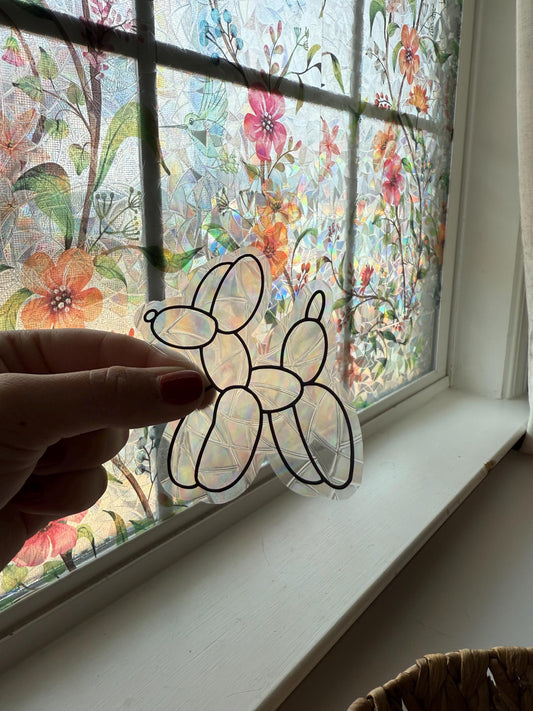 Balloon Animal Suncatcher | Dog Window Sticker | Suncatcher Window Cling | Rainbow Window Decal