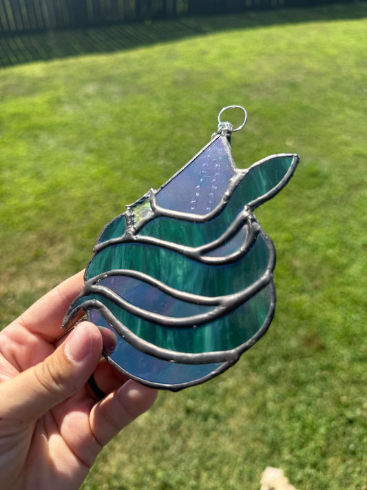 Raindrop Snake Stained Glass Suncatcher | Hand Cut Glass Art