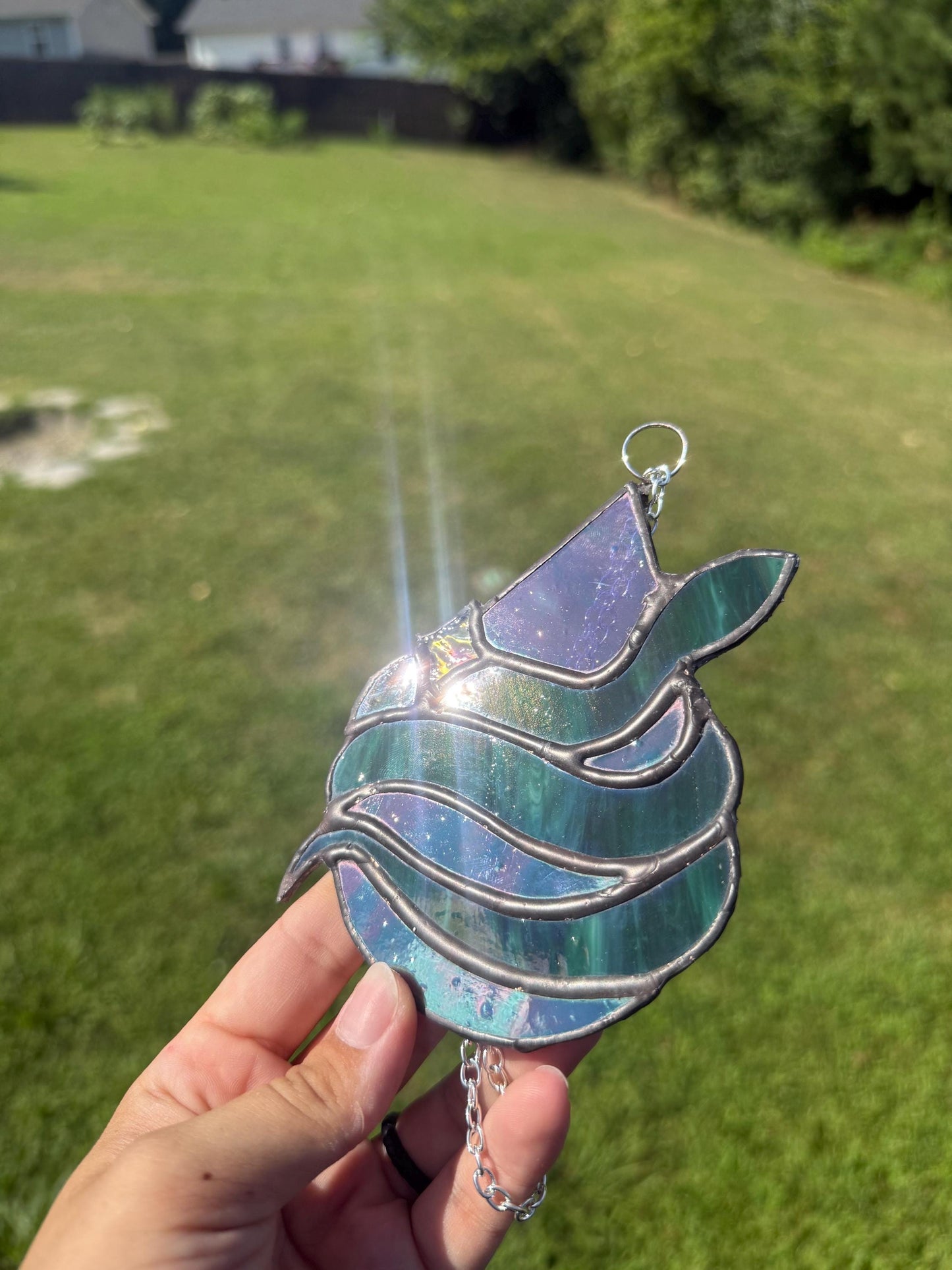 Raindrop Snake Stained Glass Suncatcher | Hand Cut Glass Art