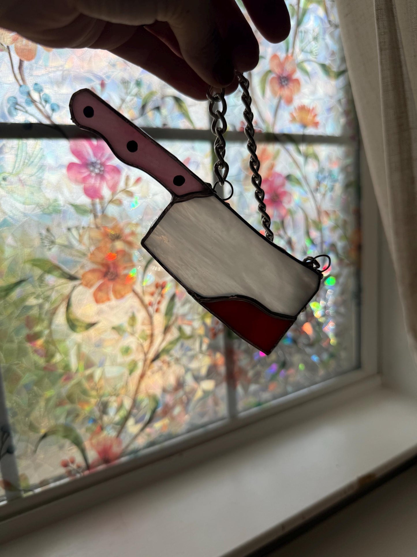 Bloody Knife Stained Glass Suncatcher | Goth Babe Decor