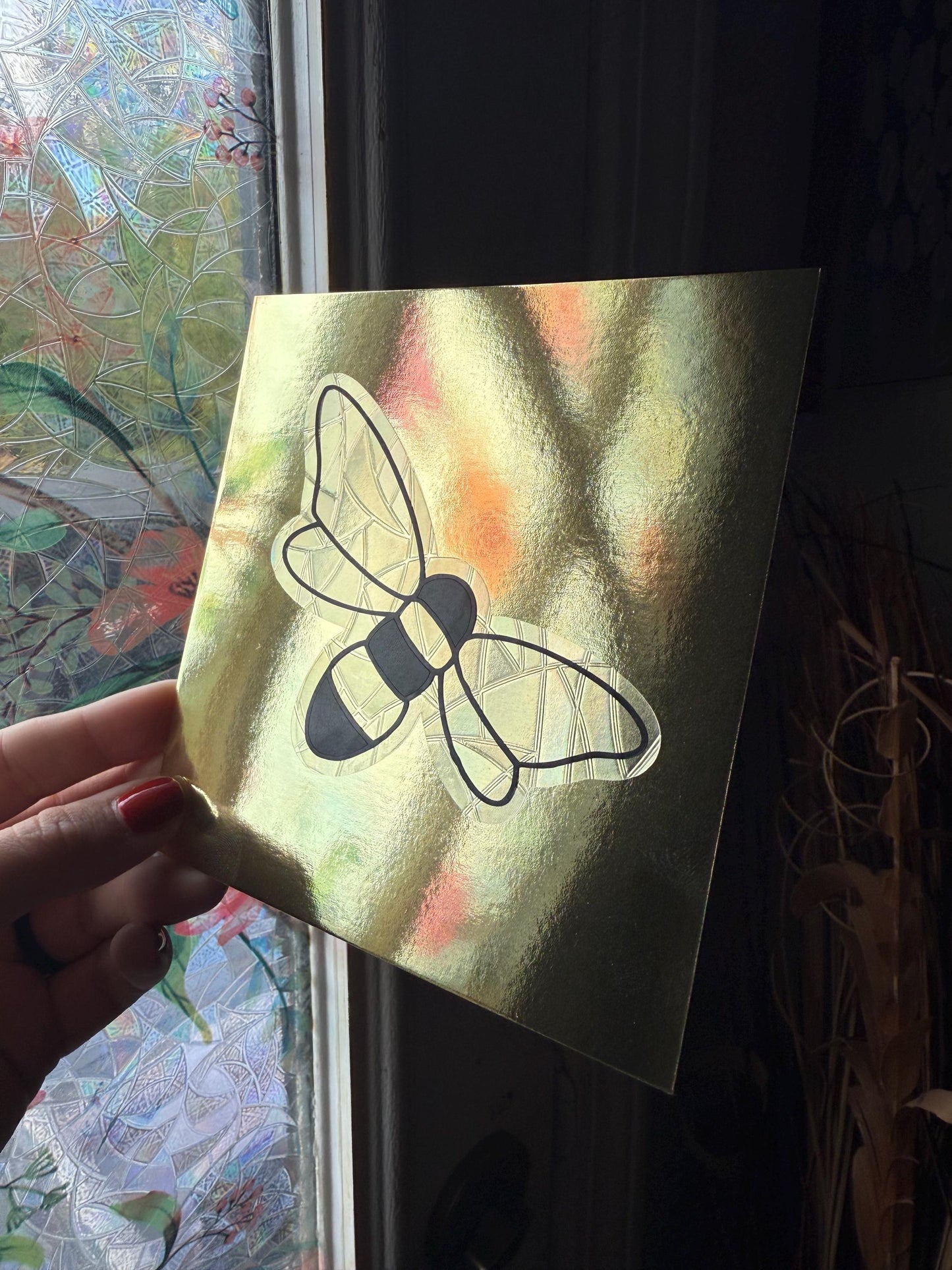Honeybee Suncatcher | Bee Window Sticker | Suncatcher Window Cling | Rainbow Window Decal
