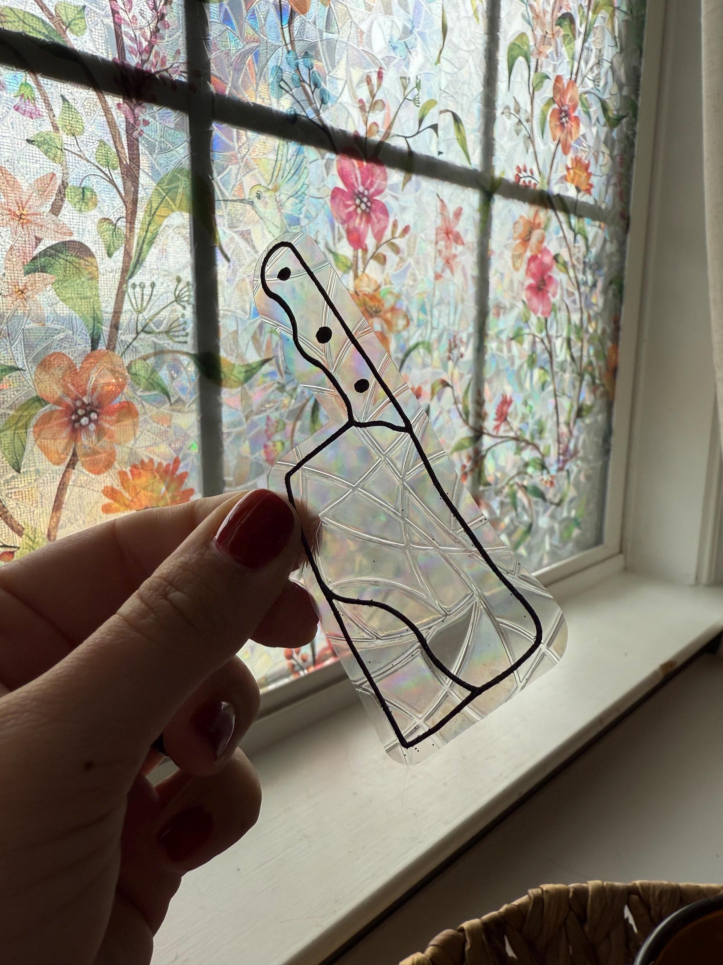 Bloody Knife Suncatcher | Halloween Window Sticker | Suncatcher Window Cling | Rainbow Window Decal