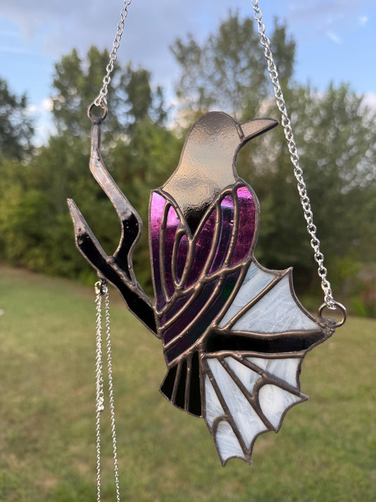Spiderweb Raven Stained Glass Pattern