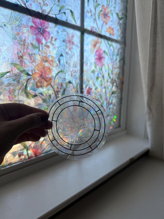 Retro Circle Suncatcher | Disco Window Sticker | Suncatcher Window Cling | Rainbow Window Decal