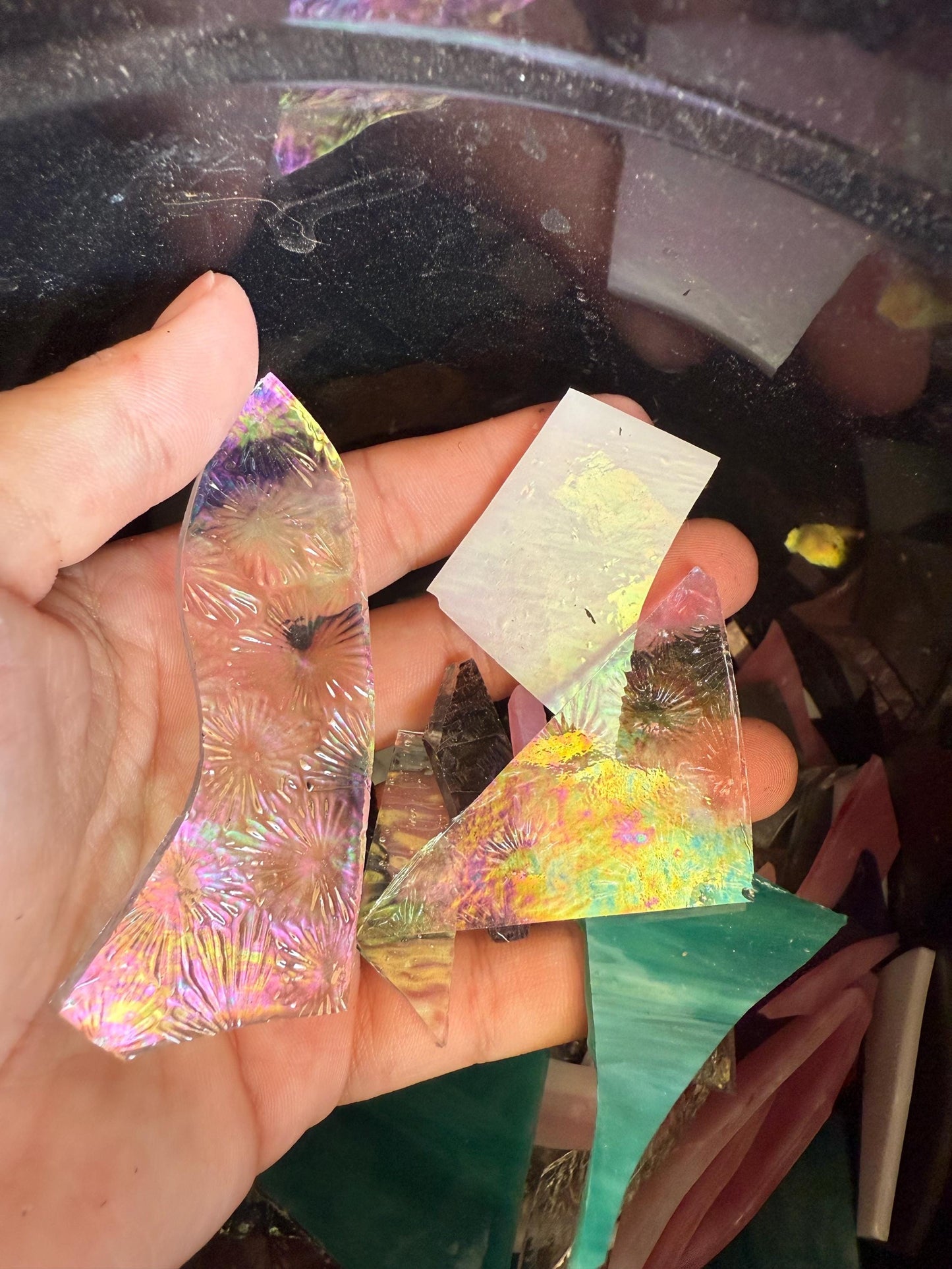 Scrap Stained Glass Pieces / Mosaic Tiles - 1LB