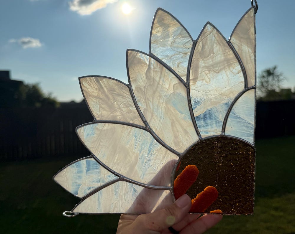 Daisy Door/Window Corner Stained Glass Suncatcher